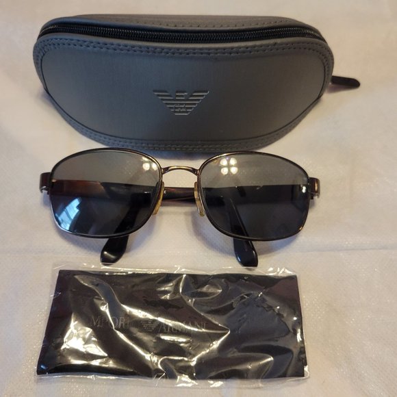 GIORGIO ARMANI 1501 1095 LARGE BRONZE OVAL SUNGLASSES FRAMES with CASE ITALY - Picture 1 of 11